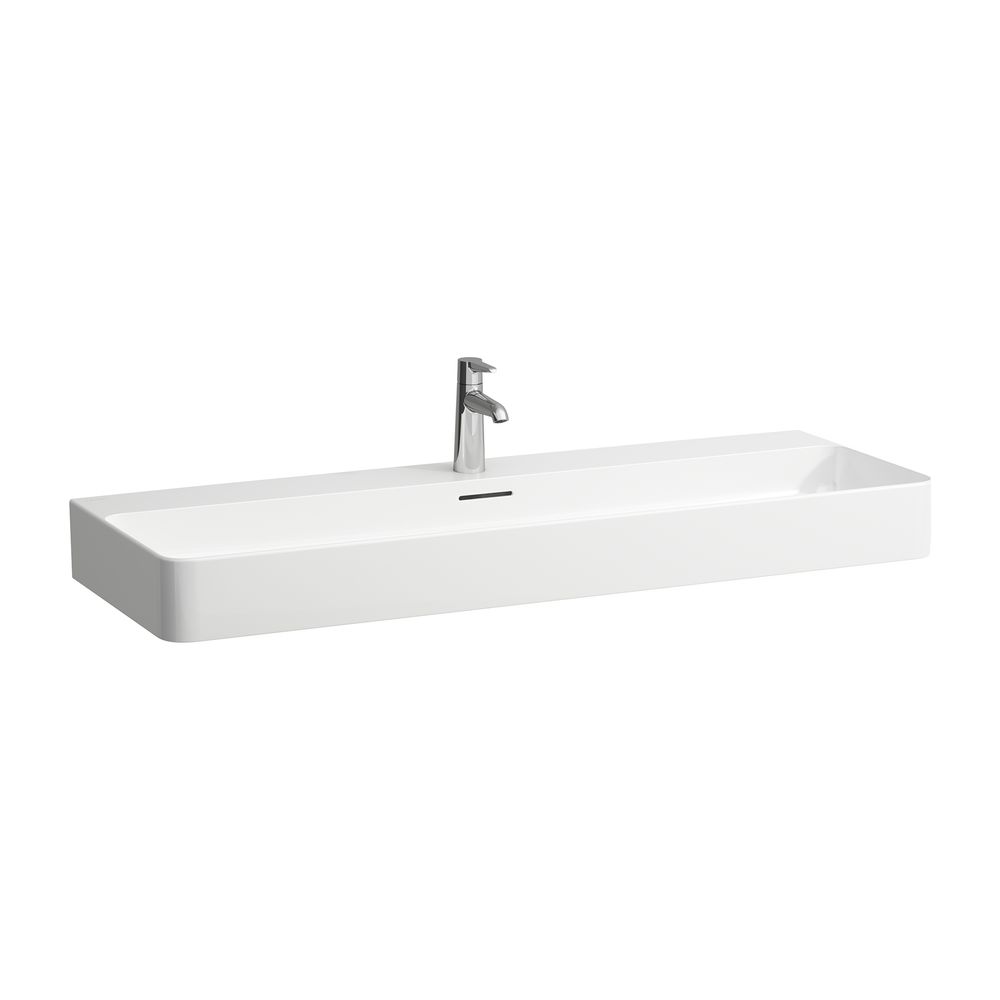 Lavabo Laufen Val 420x1200x155 mm, avec 1 trou de robinetterie et trop-plein, LCC Blanc