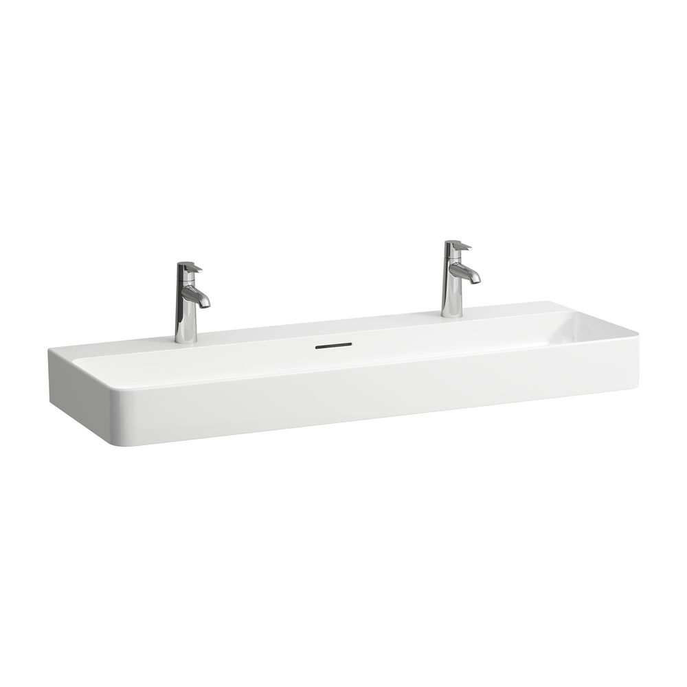 Laufen Lavabo Val 420x1200x155mm, avec 1 trou de robinet à gauche et à droite, avec trop-plein, Blanc