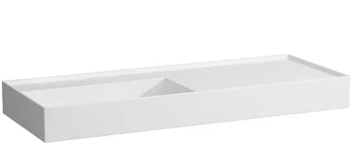 Laufen Lavabo Kartell 460x1200x150mm, rangement à droite, sans trou de robinetterie ni trop-plein, évacuation encastrée, Blanc mat
