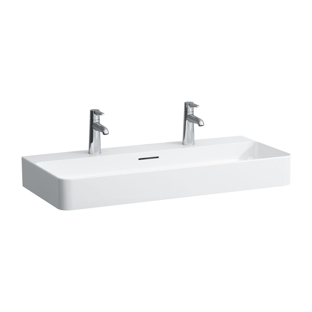 Laufen Lavabo Val 420x950x155 mm, avec 1 trou de robinet à gauche et à droite, avec trop-plein, blanc