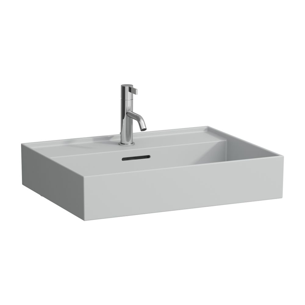 Laufen Lavabo sur colonne Kartell 460x600x145mm, avec 1 trou de robinetterie central et trop-plein, Gris mat