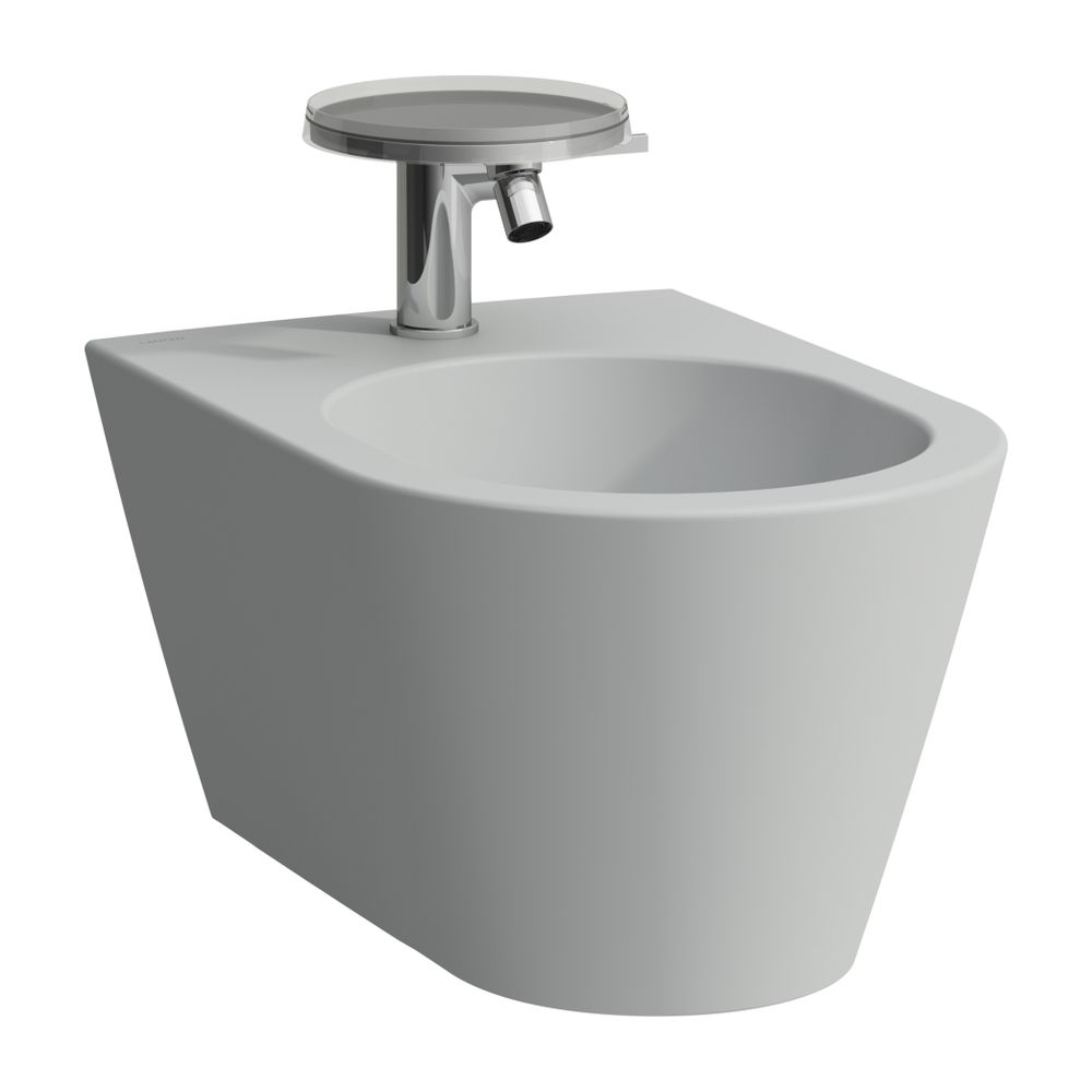Bidet mural Laufen Kartell 545x370 mm, avec 1 trou de robinet, sans trou latéral pour raccordement d'eau, gris mat