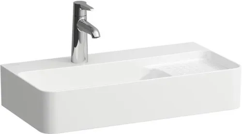 Lave-mains compact Laufen Val 310x600x155 mm, avec 1 trou de robinetterie central et trop-plein, demi-sec à droite, Blanc