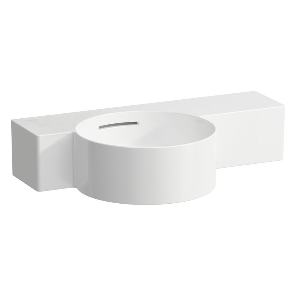 Lavabo LAUFEN Val 315x550x155 mm, sans trou de robinet, avec trop-plein, plateau à droite découpable, blanc mat