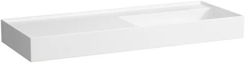 Laufen Lavabo Kartell 460x1200x150mm, avec rangement à gauche, sans trou de robinetterie ni trop-plein, évacuation encastrée, LCC Blanc