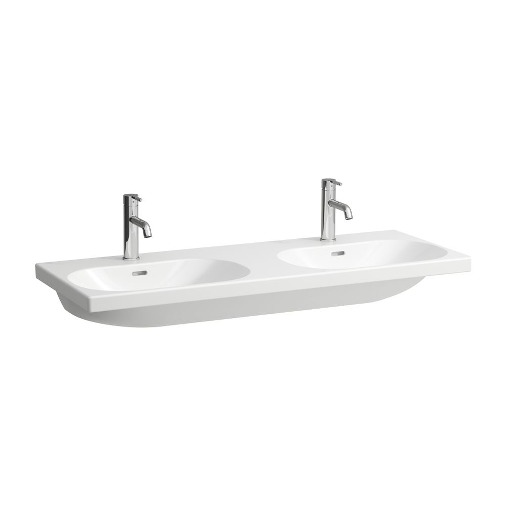 Laufen Lavabo double LUA 120x46 cm sous meuble avec trop-plein, sans trou de robinet, blanc