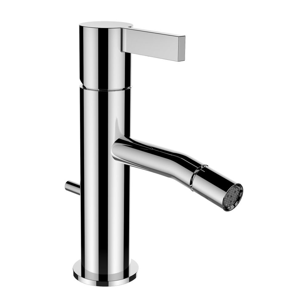 Mélangeur monocommande pour bidet LAUFEN Kartell, bec fixe, portée 110 mm, avec vanne d'évacuation, chromé