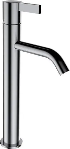 Mitigeur monocommande de lavabo LAUFEN Kartell, bec fixe, portée 125 mm, version haute, sans clapet de vidange, acier inoxydable brossé PVD