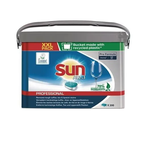 Sun pastilles pour lave-vaisselle Prof.All in 1 200 pastilles seau
