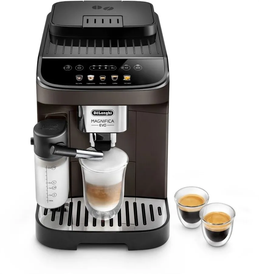 Machine à café automatique De'Longhi Magnifica Evo ECAM293.61.BW avec mousseur à lait - 15 bars - marron