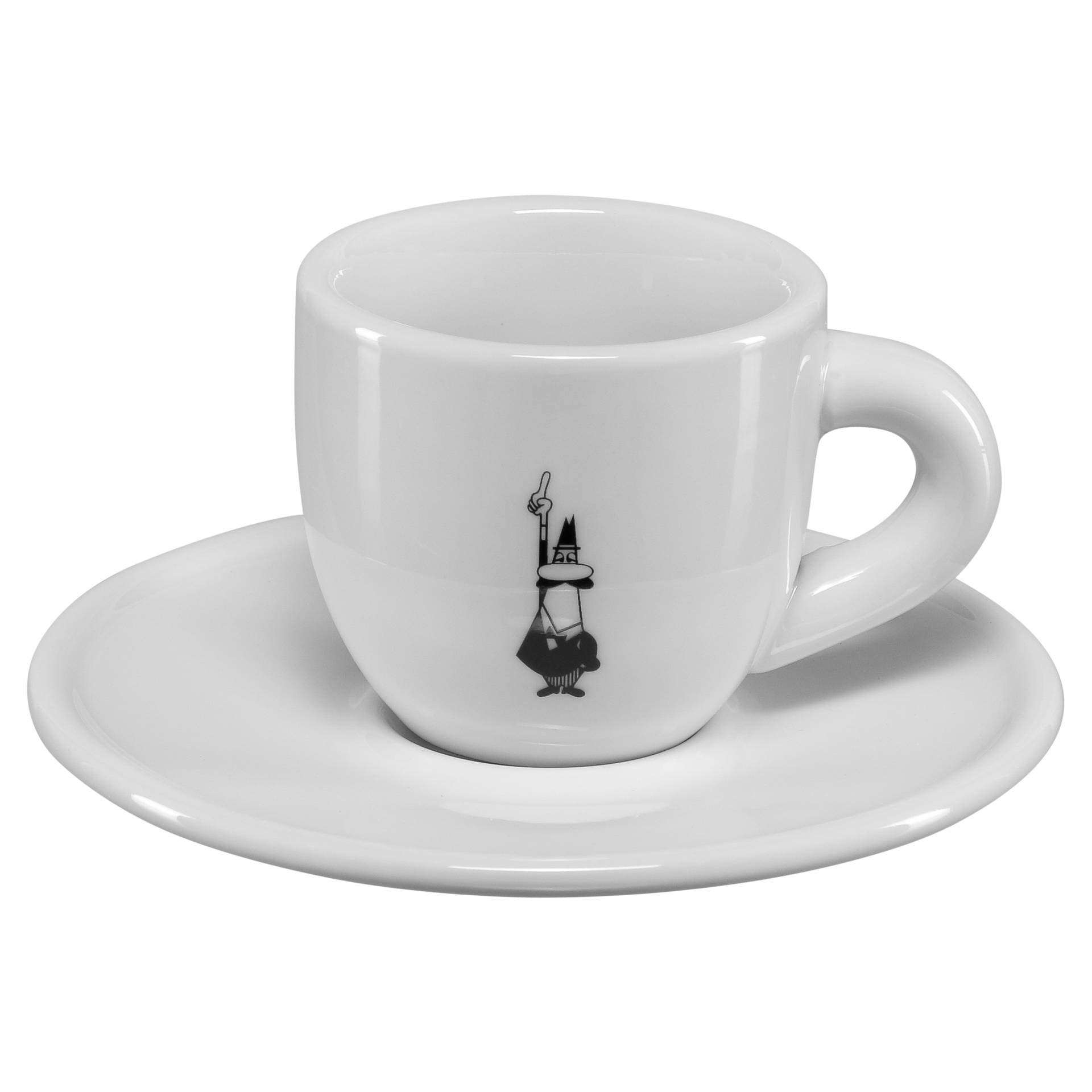 Bialetti Mokatasse Istituzionale avec soucoupe - Porcelaine - blanc - 80 ml