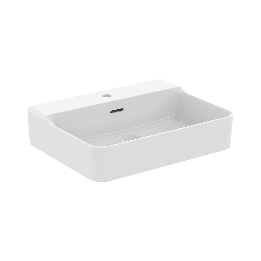Ideal Standard Lavabo Conca 1 trou de robinetterie, avec trop-plein 600x450x165 mm poncé blanc soyeux