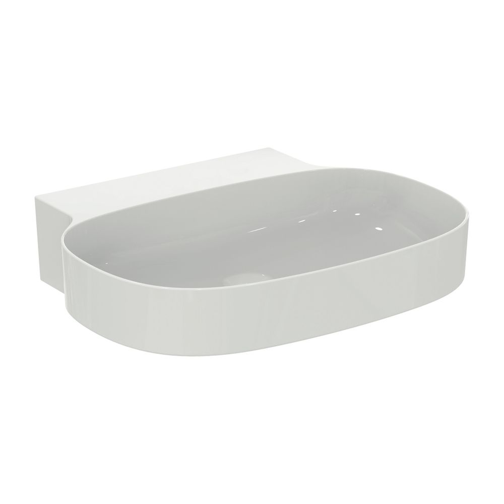 Lavabo Ideal Standard Linda-X sans trou de robinetterie et sans trop-plein 600x500x135mm blanc satiné