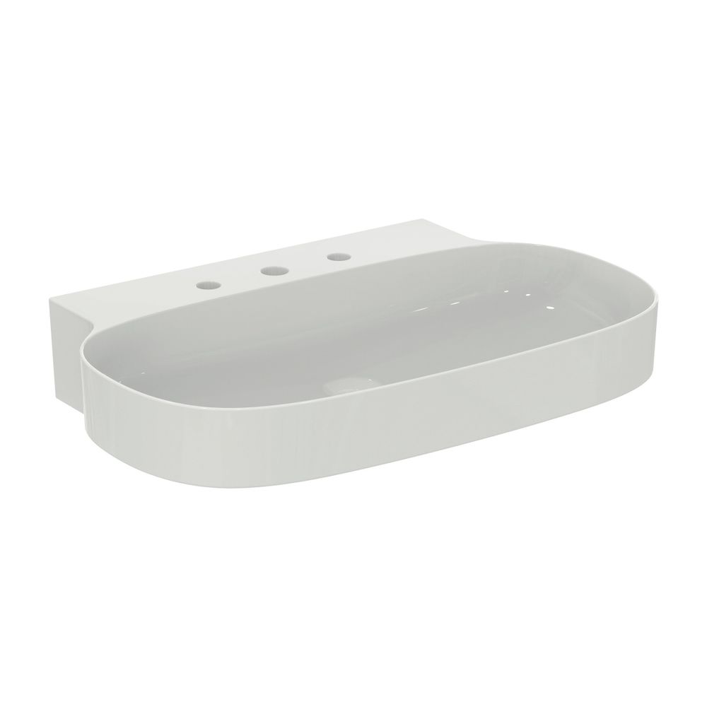 Lavabo Ideal Standard Linda-X 3 trous de robinetterie sans trop-plein 750x500x135mm brossé blanc avec IP