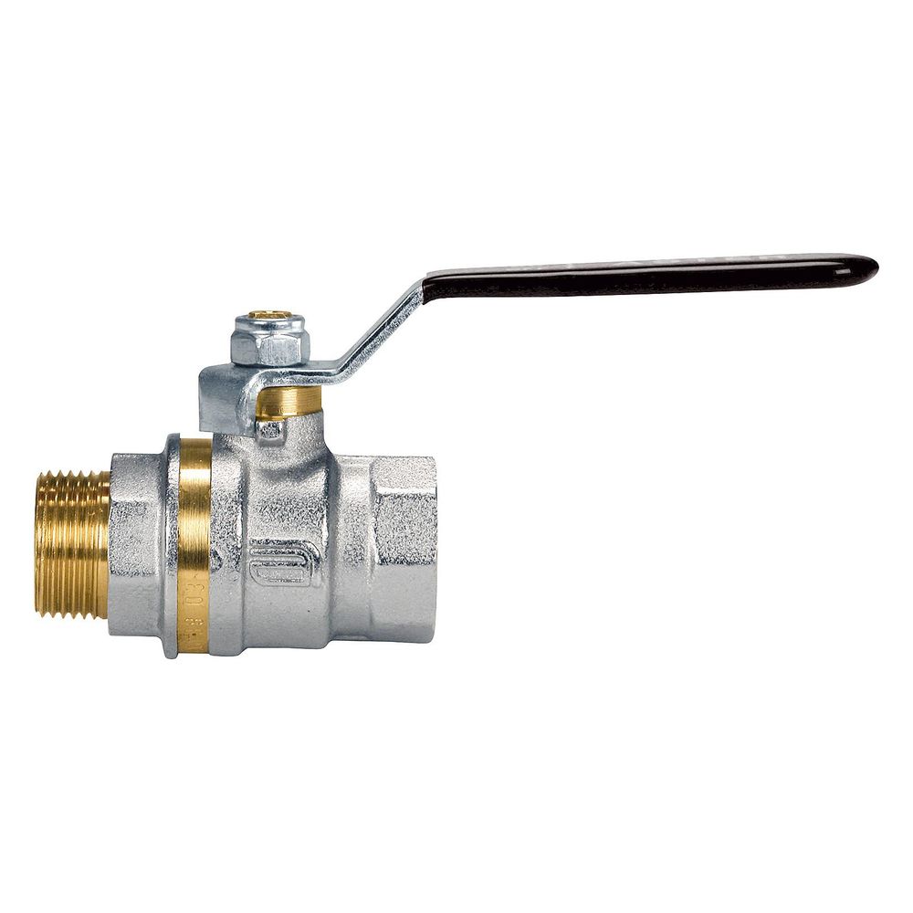 Robinet à bille Effebi en laiton nickelé AG/IG 3/8", DN 10, longueur 51 mm, 40 bar