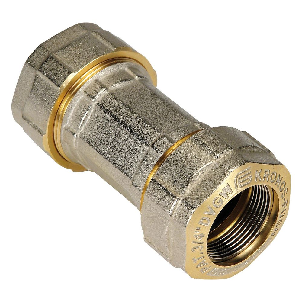 Raccord de tuyau Effebi Kronos Push, 3/8", 84,9 mm, 50 bar, laiton nickelé CW617N