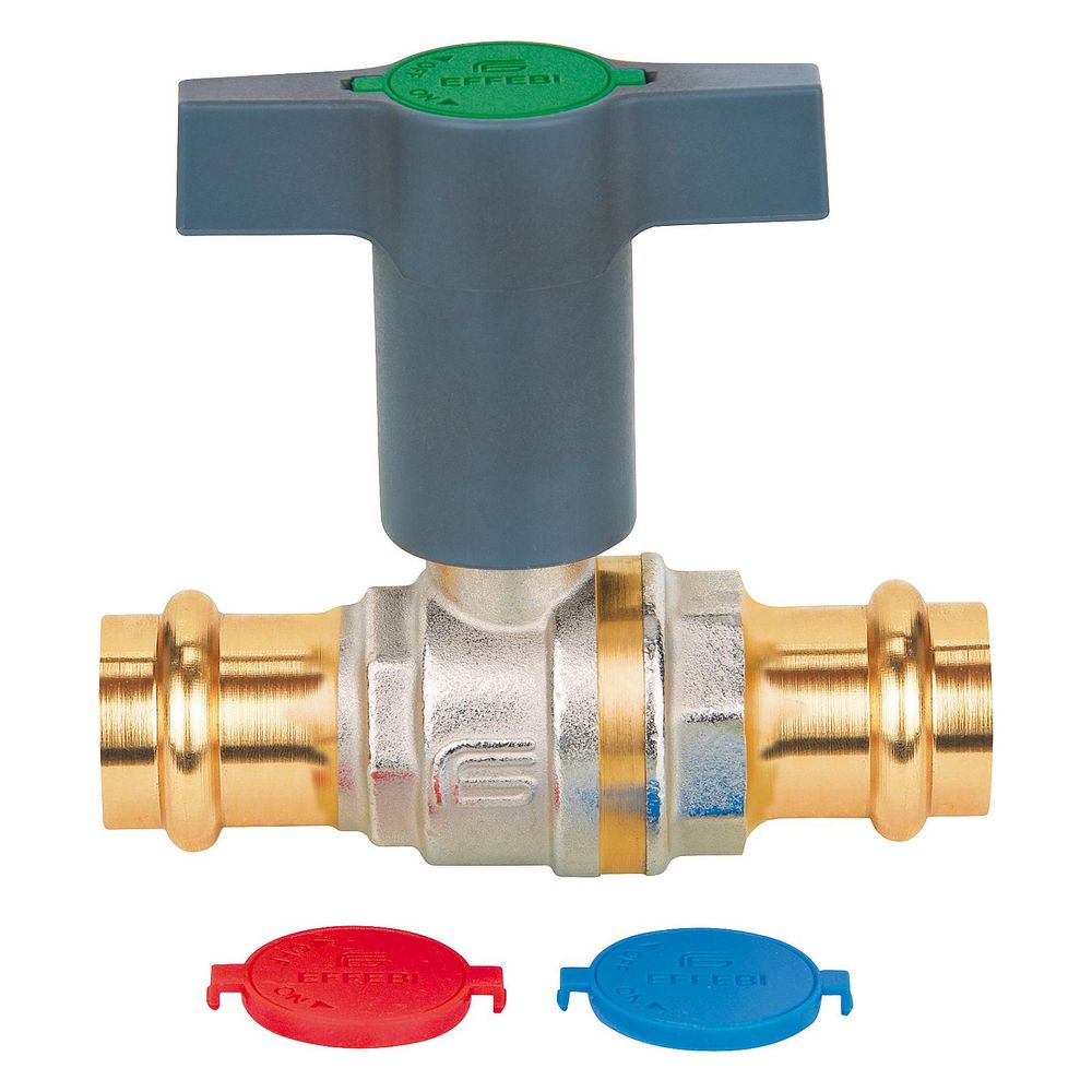 Robinet à bille Effebi pour eau potable Presstige à poignée en T, 35mm, 40 bar, 120°C, laiton