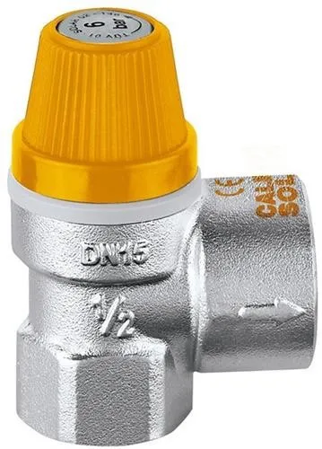 Soupape de sécurité solaire 1/2 pouce IG x 3/4 pouce IG, 6 bar, chromée TÜV approuvée