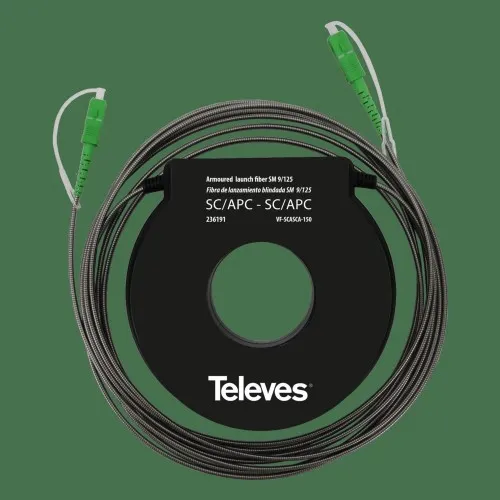 Fibre de lancement Televes monomode 150 m SC/APC vers SC/APC (236191)