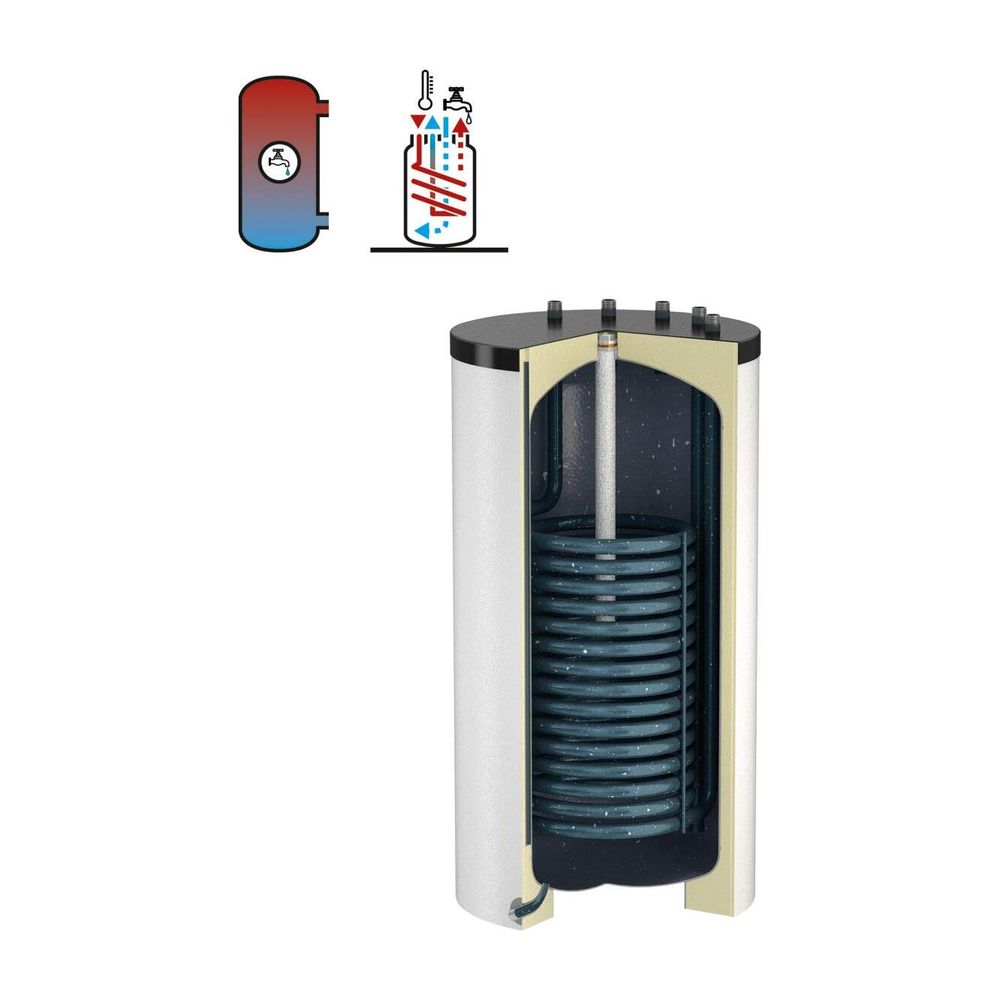Ballon de stockage sous plancher Flextherm UHP Flamco 160 L, émaillé blanc