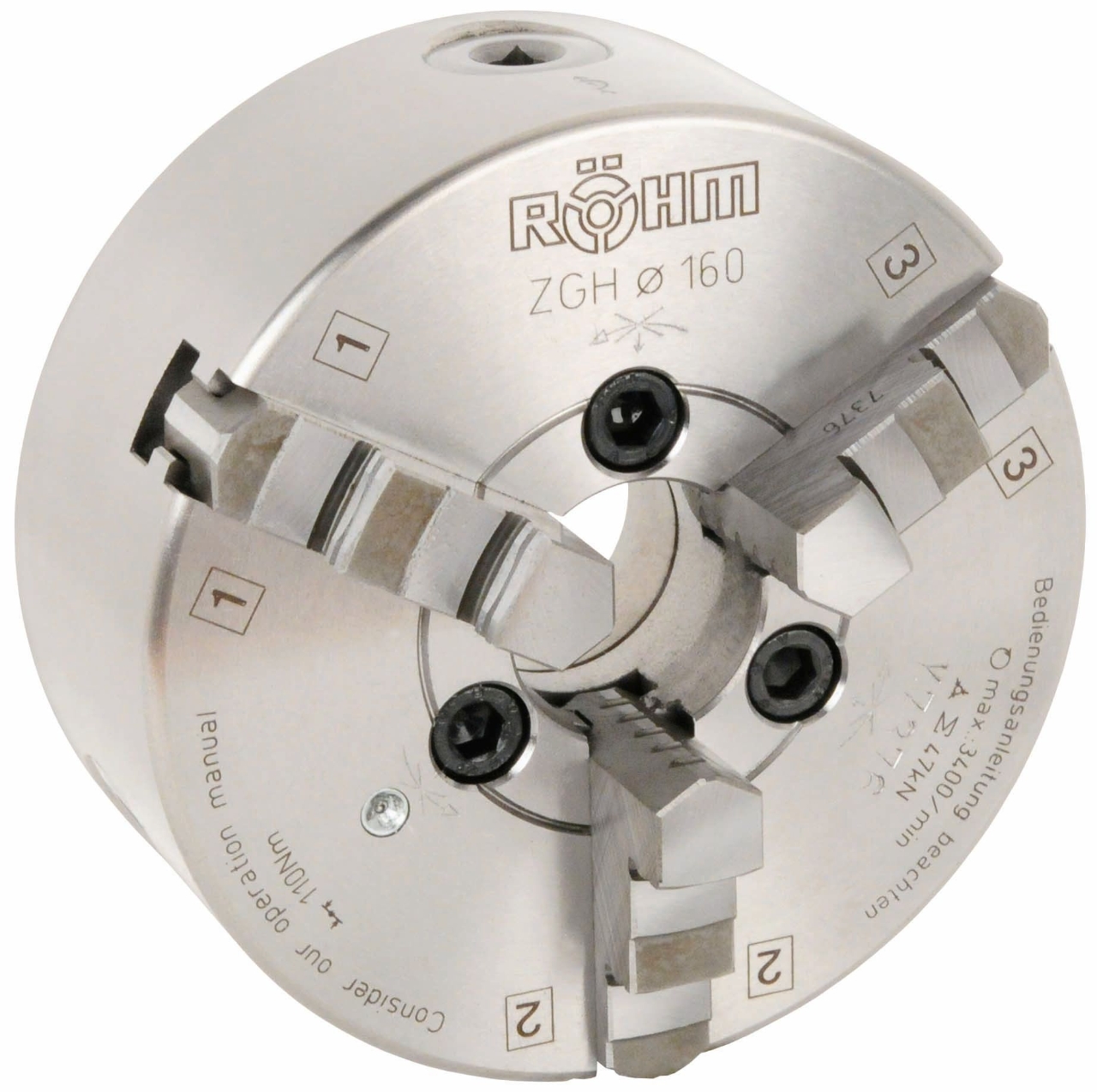 ELMAG RÖHM Mandrin à trois mors DM 315, DIN 55029, corps en acier, Camlock
