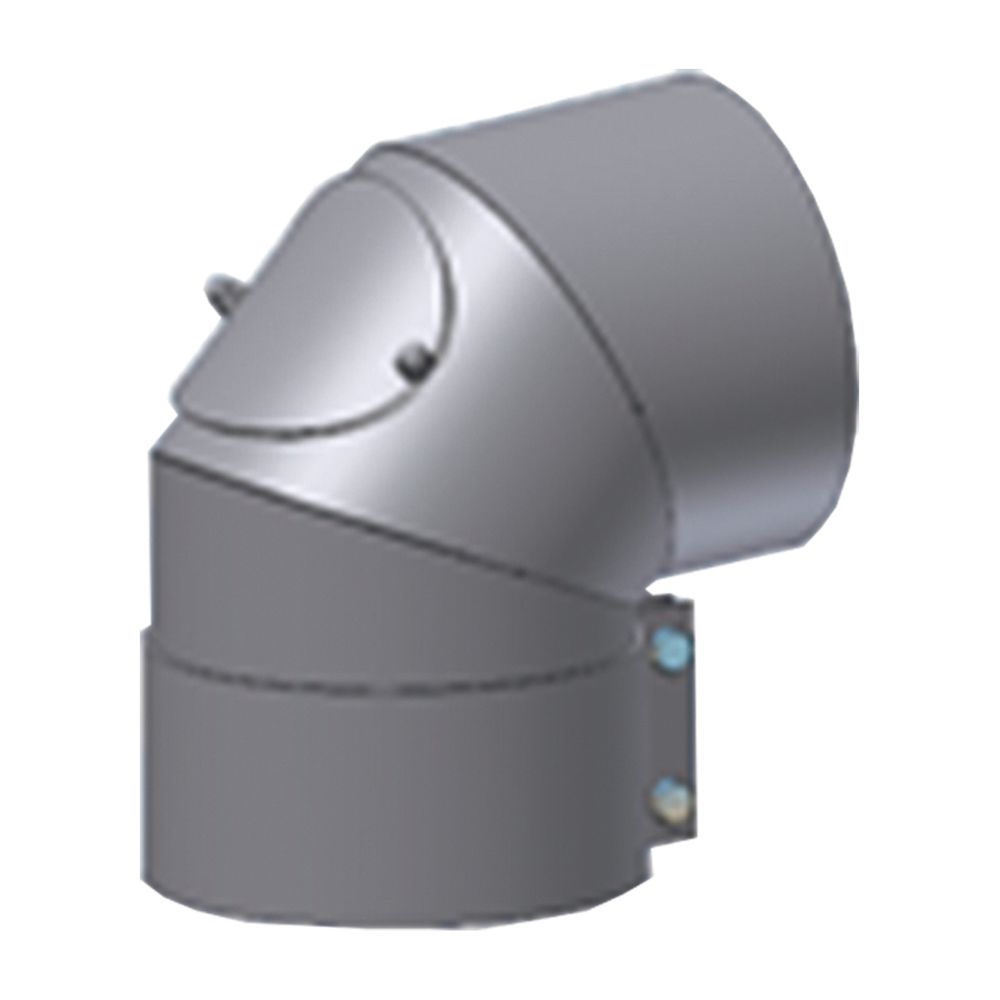 Fröling Tubulure d'évacuation des fumées 85° 130mm avec couvercle de nettoyage et bride