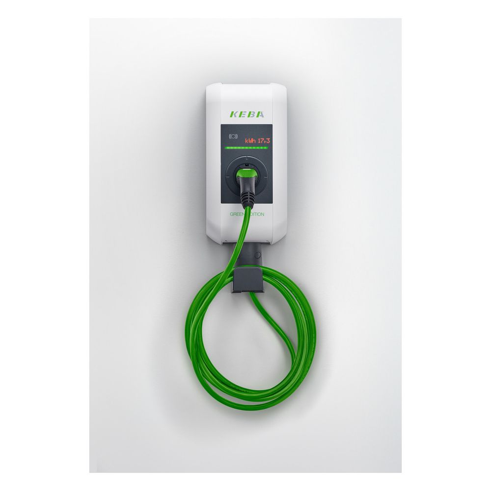 Bornes de recharge KeContact P30 c-series KEBA, 22 kW, câble 6 m Type 2, RFID, conforme métrologie et droit des poids et mesures, blanc pur/anthracite