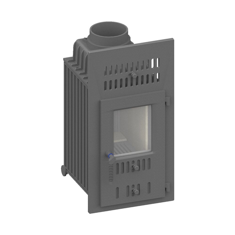 Insert chauffant Camina Schmid SD6F bois/BKB, 6/4 kW, ouverture à droite interchangeable, avec revêtement intérieur