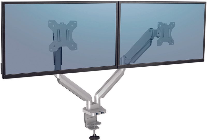 Support Fellowes Platinum Dual argent pour 2 écrans