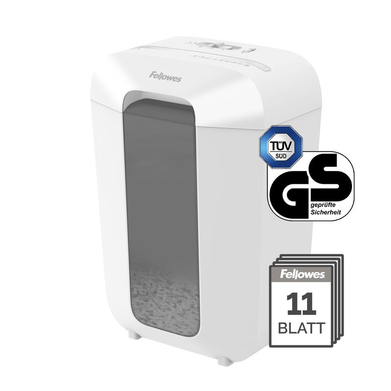 Destructeur de documents Fellowes Powershred LX70 à coupe croisée jusqu'à 11 feuilles blanc