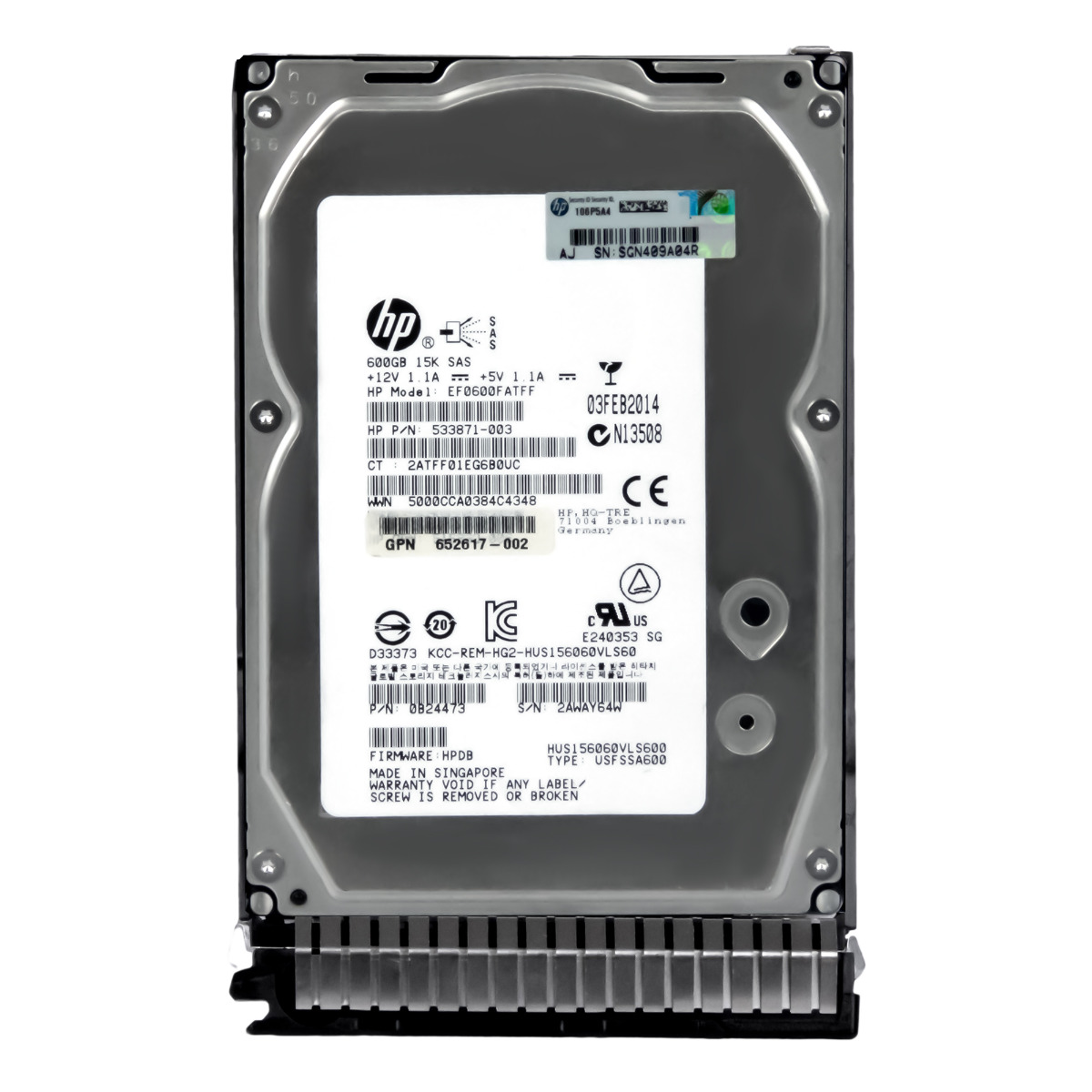HP 533871-003 600 Go SAS-2 15K 64 Mo 3,5'' EF0600FATFF