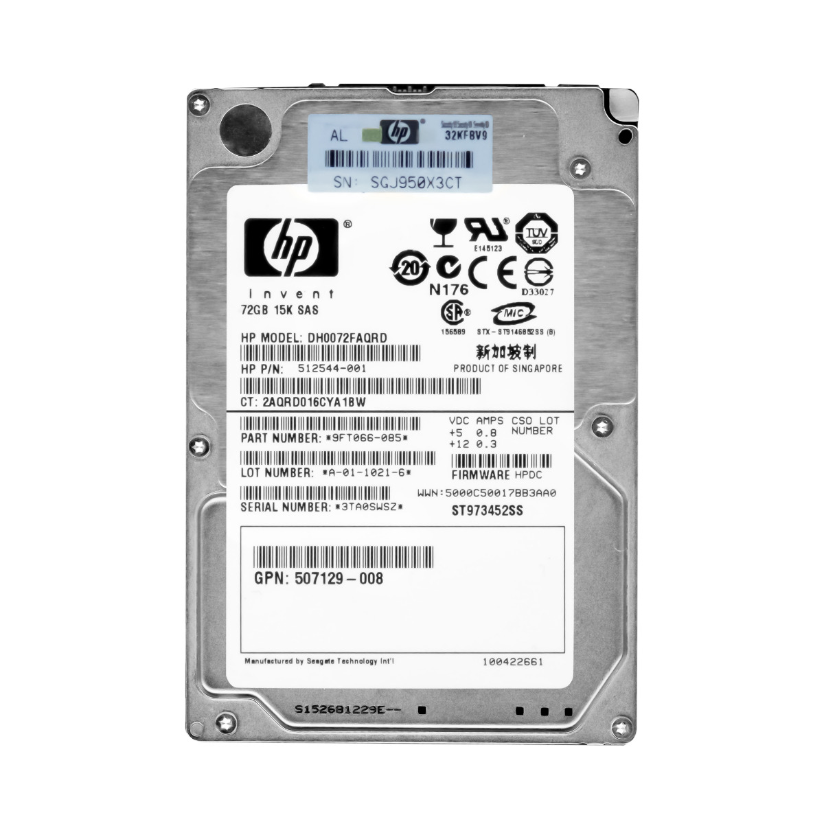 HP 512544-001 72 Go 15K 16 Mo SAS-2 2,5'' DH0072FAQRD