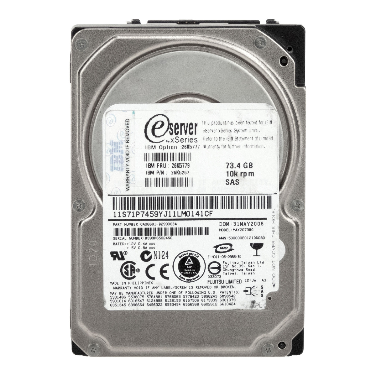 IBM 26K5779 26K5267 73 Go 10K 8 Mo SAS 2,5'' MAY2073RC