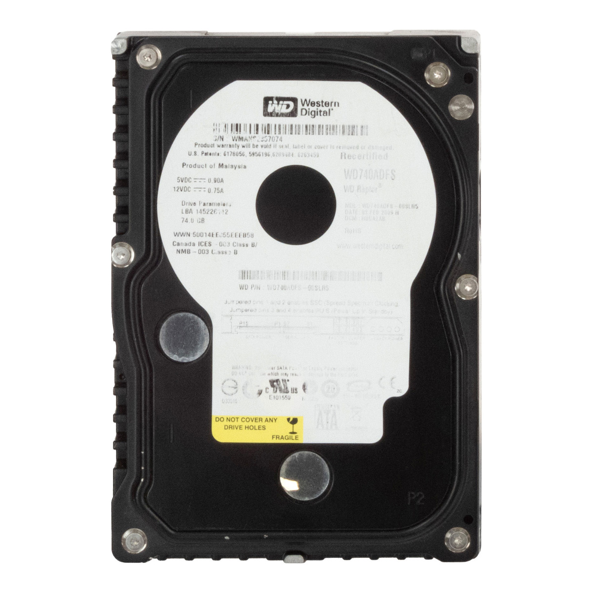Disque dur WD RAPTOR 74 Go 10 000 tr/min 16 Mo SATA 3,5'' WD740ADFS