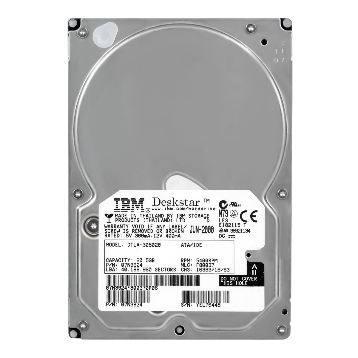 IBM DeskStar 40GV 07N3924 20,5 Go 5 400 tr/min ATA 3,5'' DTLA-305020