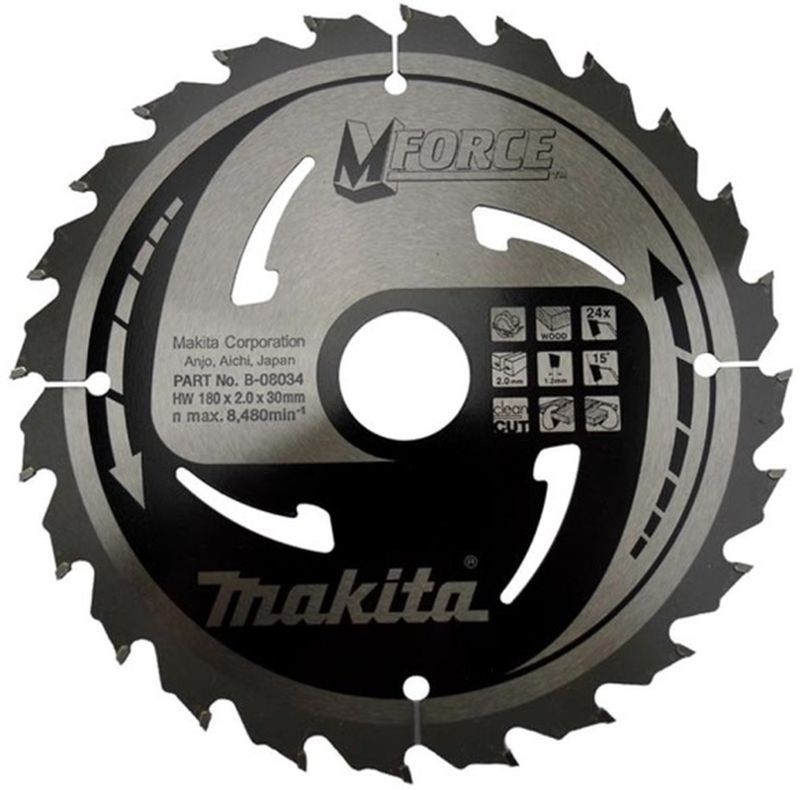 Makita B-32029 Lame de scie circulaire à tronçonner 180x30 mm 24 dents M-Force