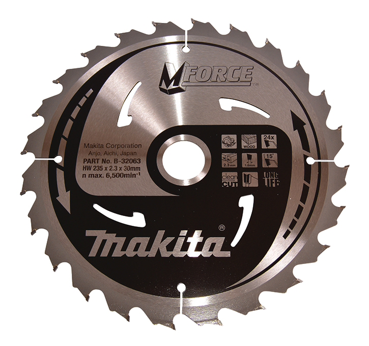Lame de scie circulaire Makita M-FORCE, 235/30 mm - 24 dents - 1,6 mm - CleanCut - Bois - B-32063