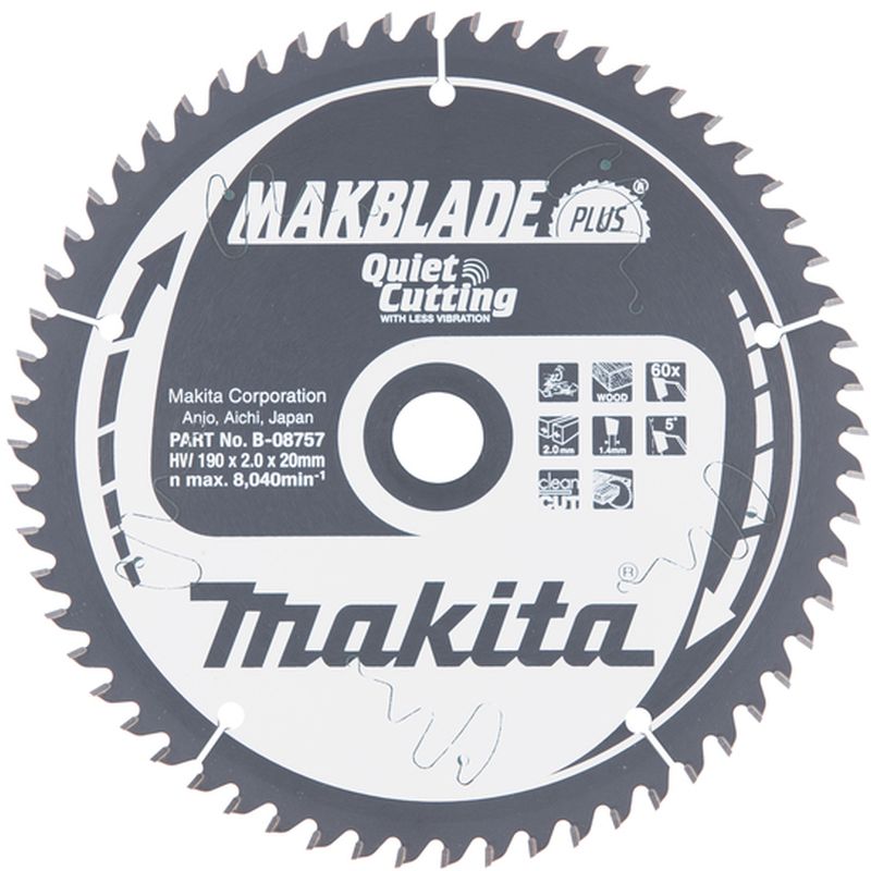 Makita B-32580 Lame de scie Makblade Plus 190x20mm 60Z