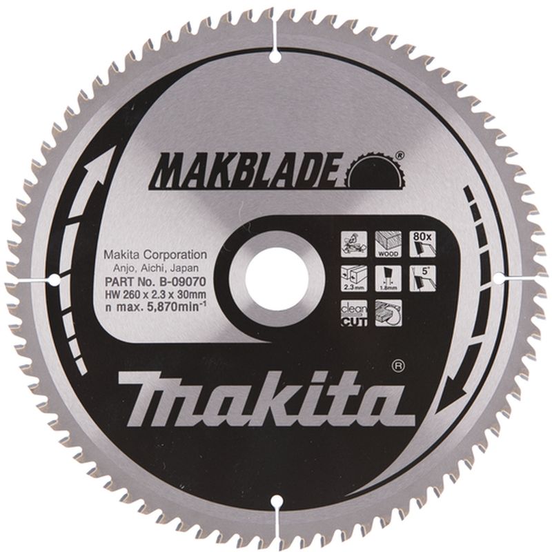 Makita B-32845 Lame de scie circulaire 260x30mm 80Z (anciennement B-09070)
