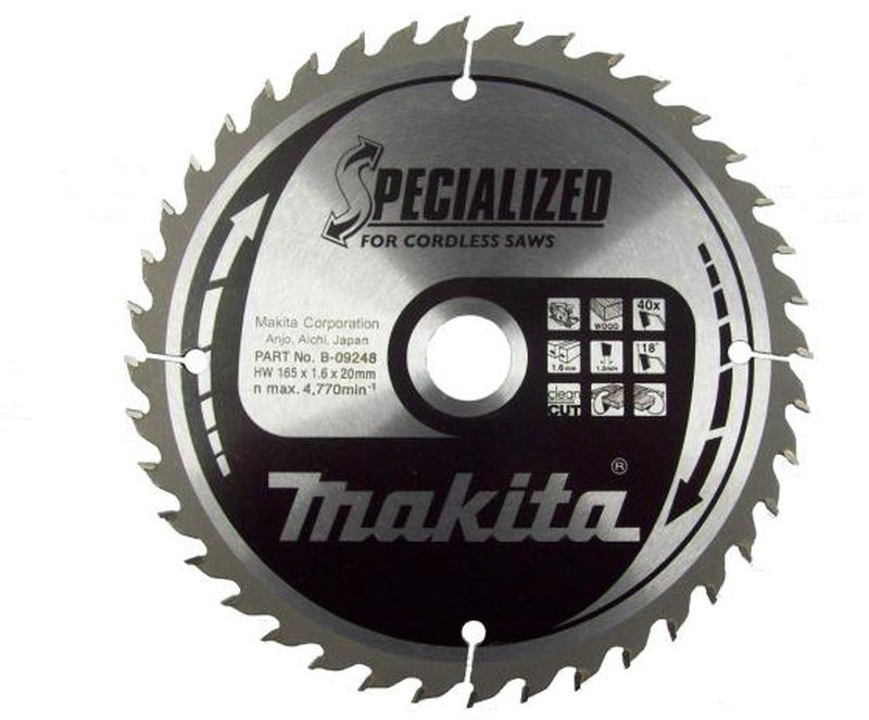 Lame de scie spécialisée Makita B-32960 165 x 20 mm 40 dents = ancien modèle B-09248