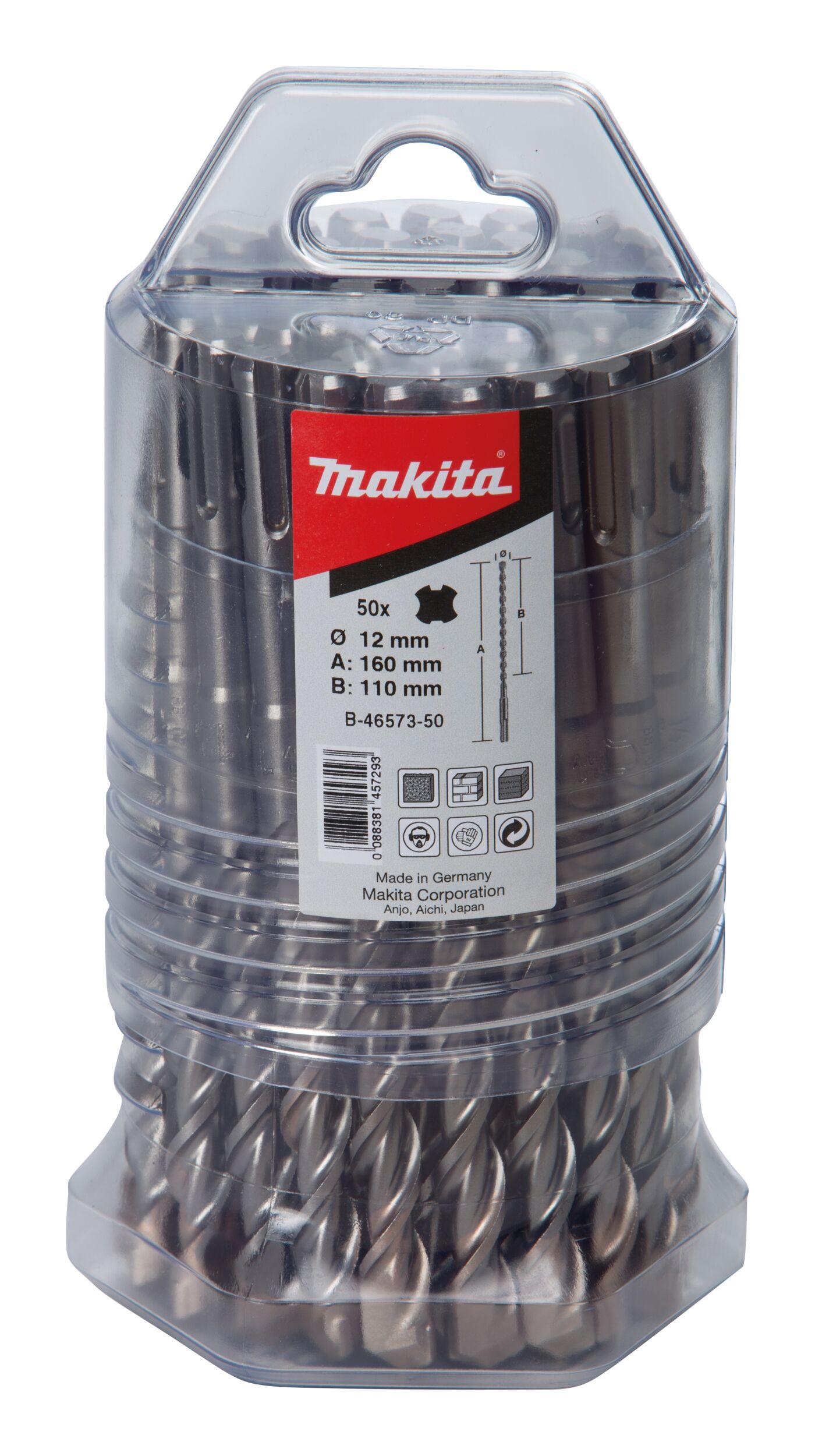 Makita HM Perceuse V-PLUS, Ø 8,0mm - Longueur 210mm - SDS-PLUS - 50 pièces - B-47472-50