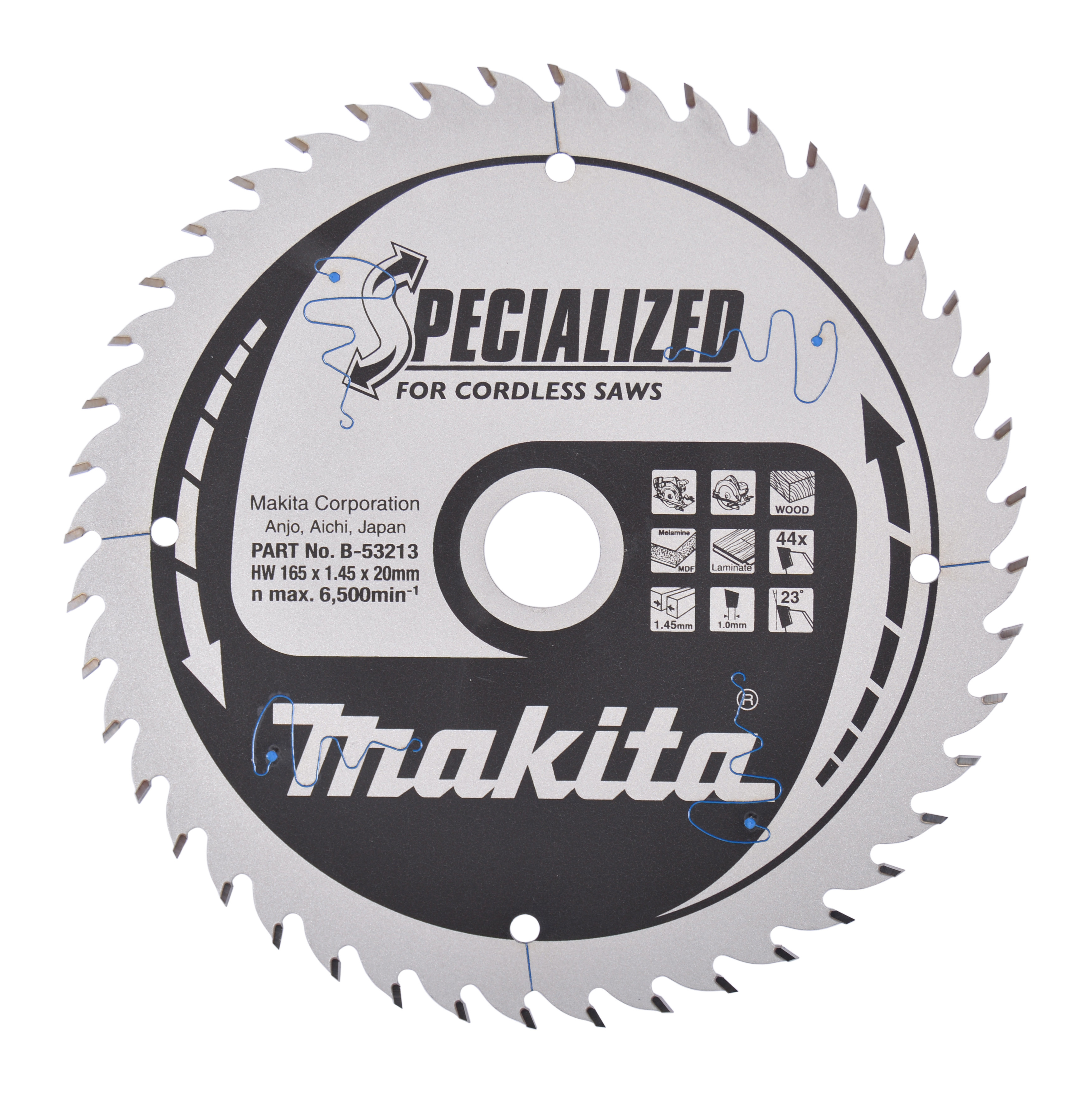 Lame de scie circulaire Makita SPECIALIZED 165 x 20 x 44Z - B-53213