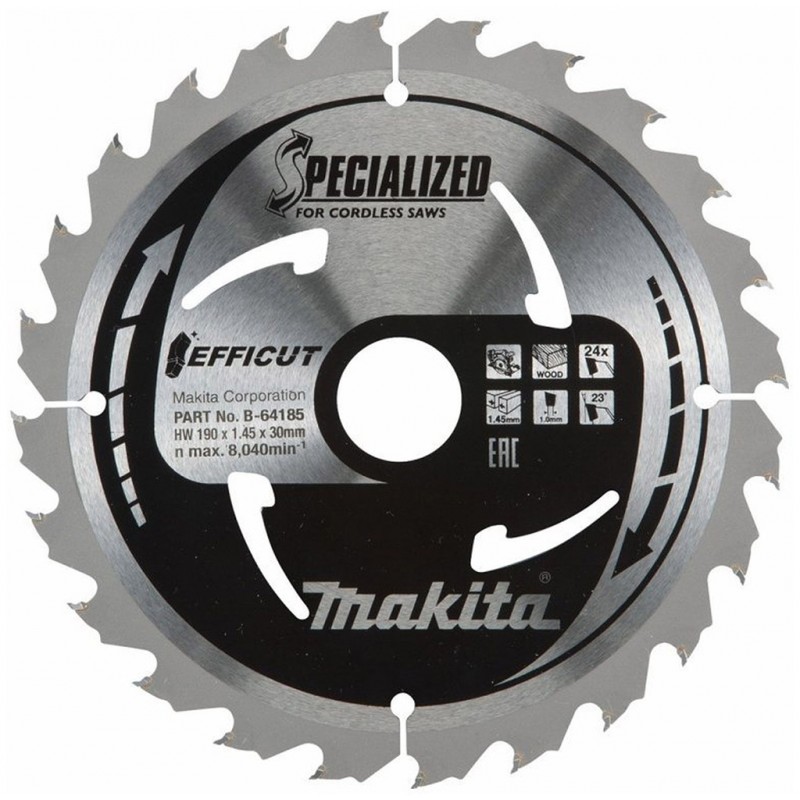 Makita B-64191 Lame Efficut TCT 190 mm x 30 mm 24 dents (anciennement B-64185)