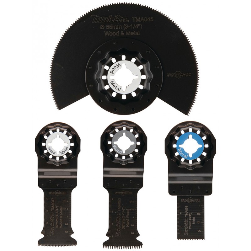 Jeu de lames de scie plongeante Makita, 4 pièces - TMA045 - TMA047 - TMA053 - TMA058 - B-67480