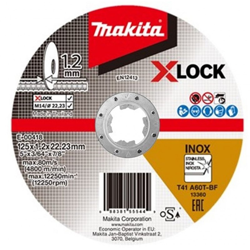Disque de tronçonnage Makita 125 x 1,2 mm A60T X-LOCK - E-00418