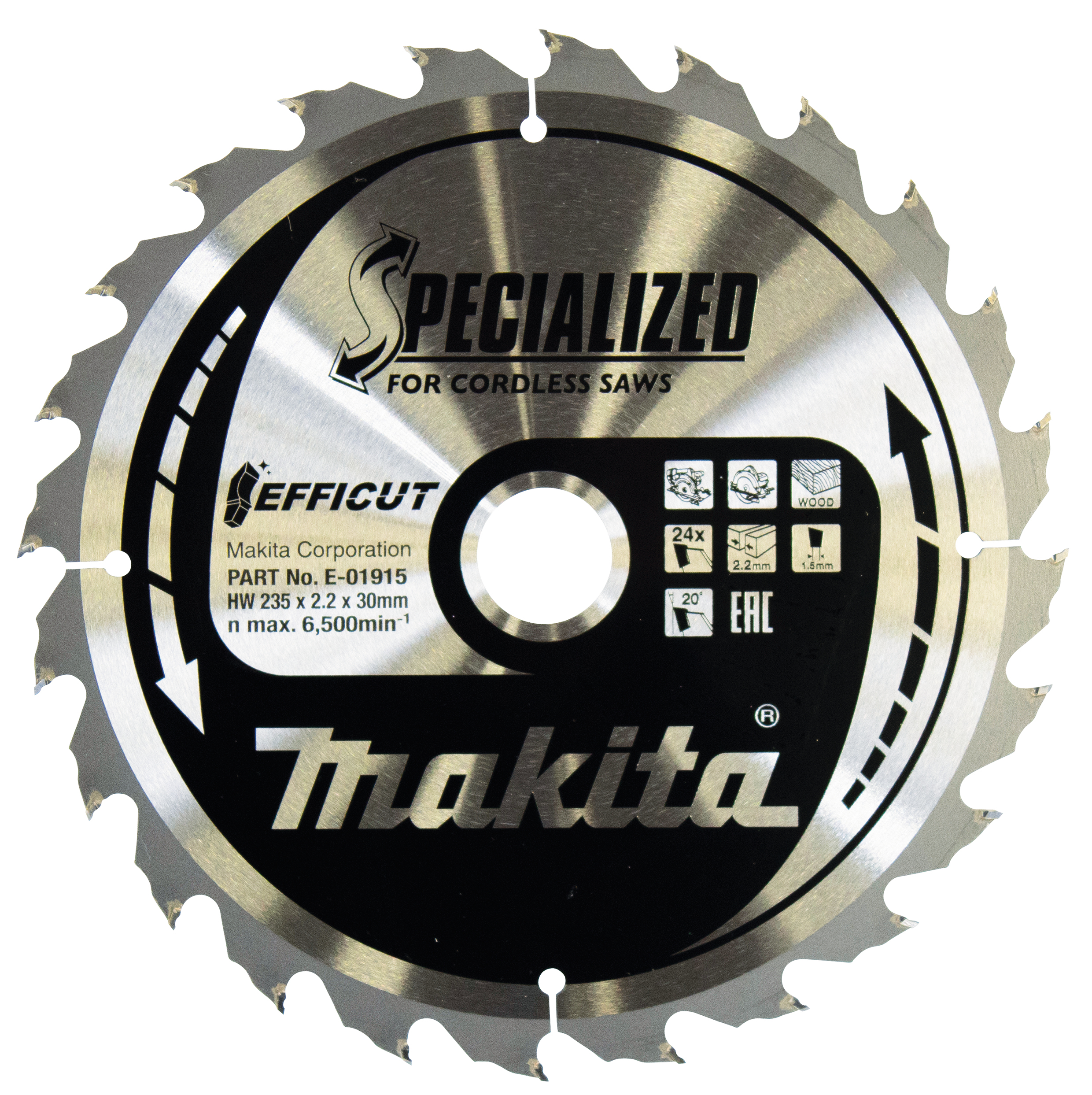 Lame de scie circulaire Makita E-01915 Efficut 235x30mm 24Z (anciennement E-01909)