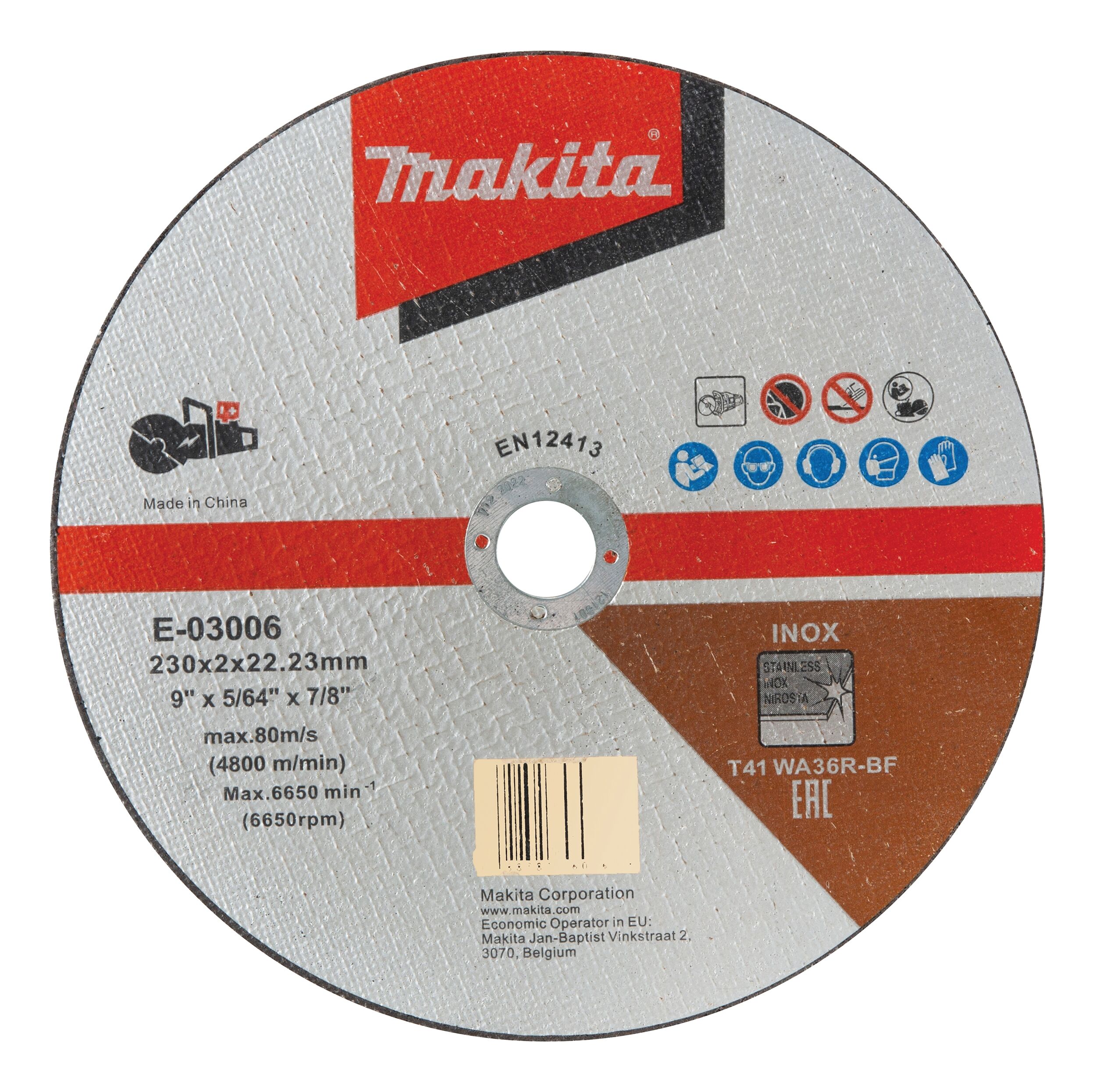 Disque de tronçonnage Makita 230x1,9 mm INOX - E-03006