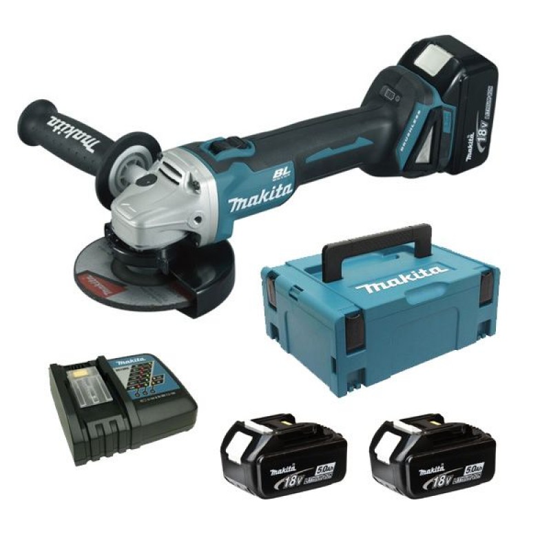Makita DGA504RTJ Meuleuse d'angle 125 mm Li-ion (2x5,0 Ah/18 V) Makpac Gr.2
