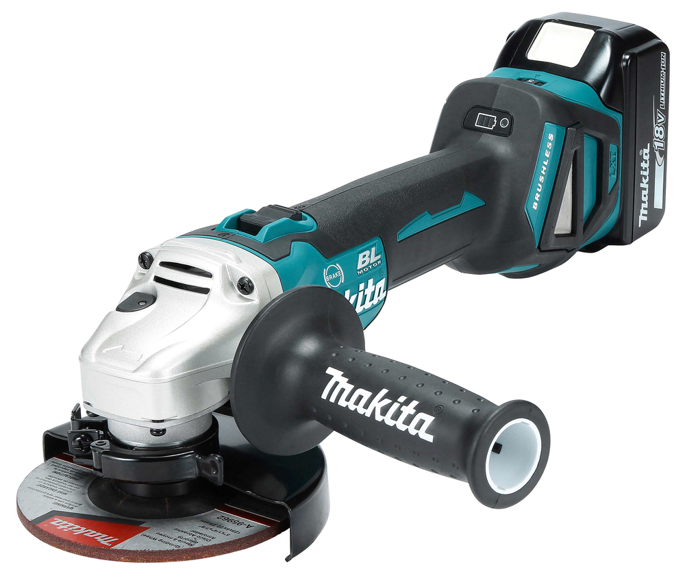 Makita Meuleuse d'angle sur batterie 18V DGA513RT3J avec 3 batteries 5,0 Ah + chargeur en coffret MAKPAC