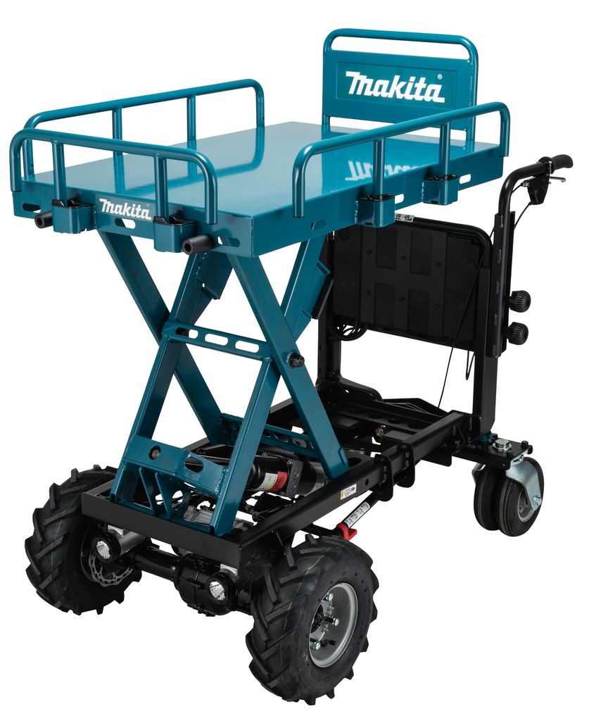 Makita DCU601Z Brouette électrique sur accumulateurs 2x18V LXT – Capacité de charge 300 kg avec levage électrique
